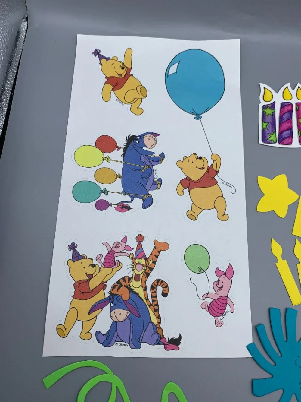 Assortment of Birthday Themed Stickers/Cut-outs/Wrapping Paper/Frames Crafting